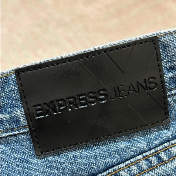 Vintage Y2K Express Extreme Flare Denim Jeans Mid Wash Size 9/10R 90's - Picture 11 of 13